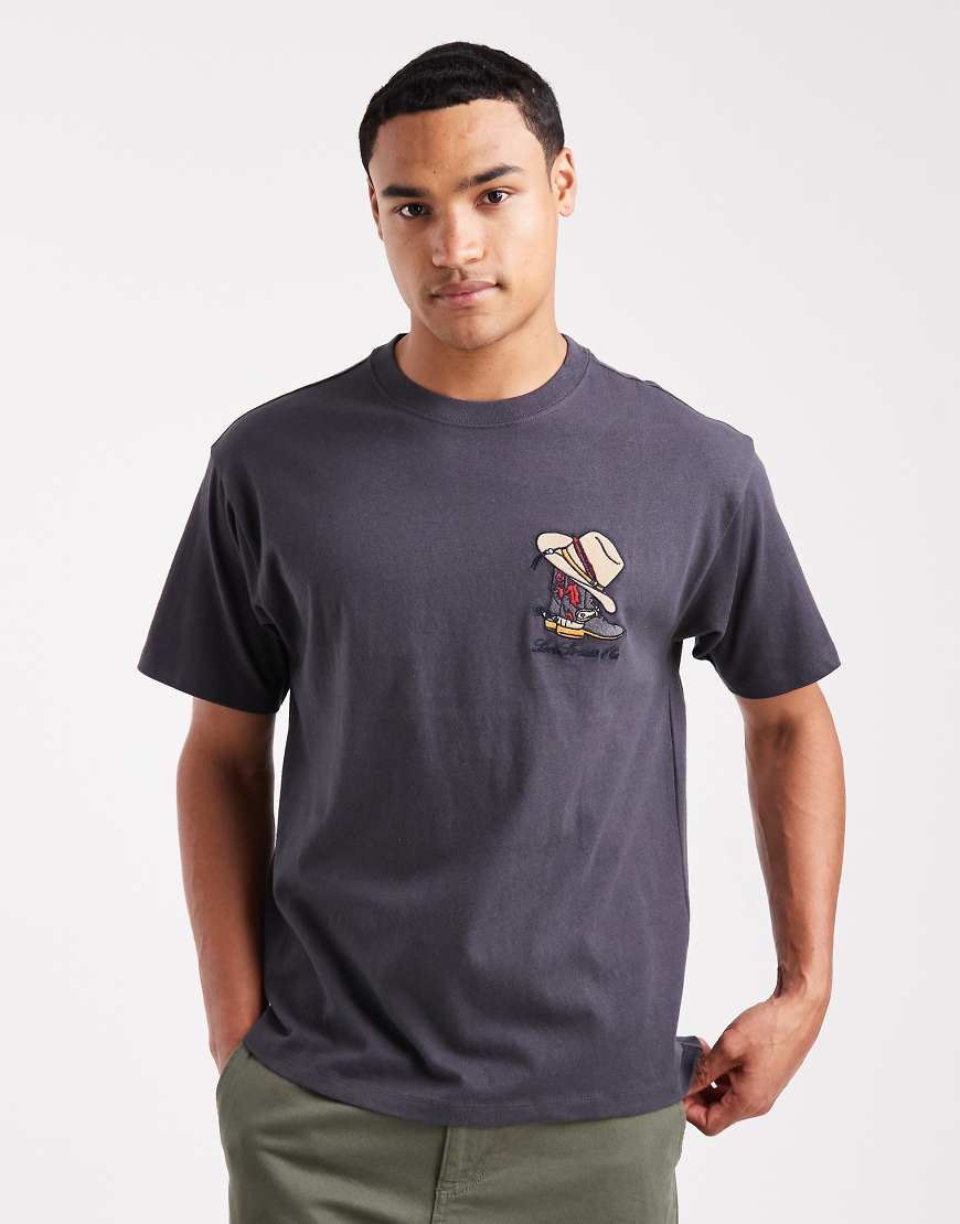 Levi's - Vintage-T-Shirt in Schwarz mit Oversize-Passform und Hufeisen-Bison-Logoprint von Levi's