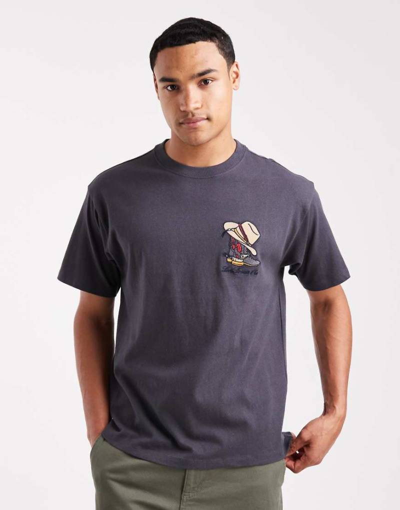 Levi's - Vintage-T-Shirt in Schwarz mit Oversize-Passform und Hufeisen-Bison-Logoprint von Levi's