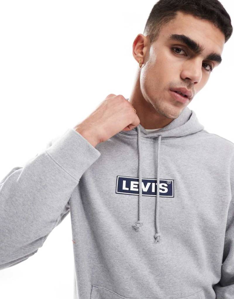Levi's - Wattierter Kapuzenpullover in Kalkgrau mit lockerer Passform und Boxtab-Logo von Levi's