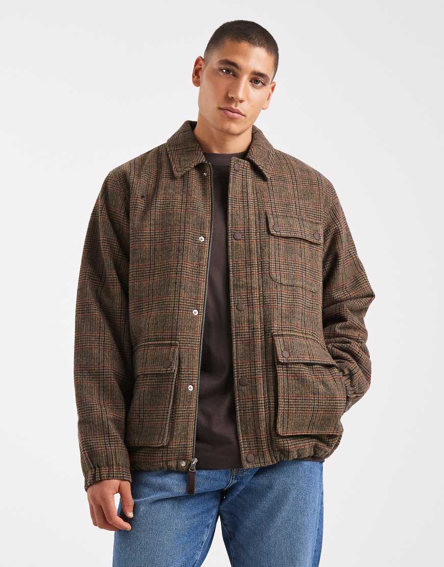 Levi's - Wells - Isolierte Utility-Jacke in braun kariert-Brown von Levi's