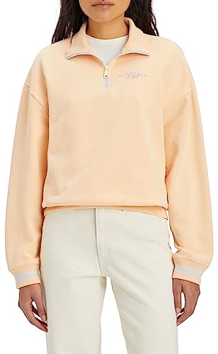 Levi's Women's Graphic Rue 1/4 Zip Crewneck Sweater, Crew Boxy Logo Almond Cream, XXS von Levi's