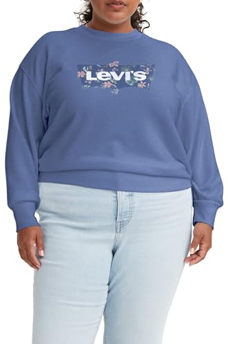 Levi's Women's Plus Size Standard Crew Graphic Sweatshirt, Floral Batwing Coastal Fjord, 3XL von Levi's