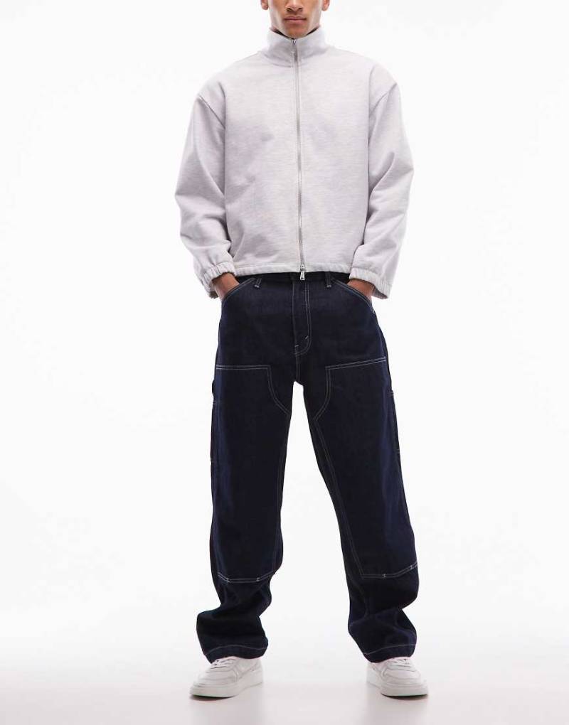 Levi's - Workwear Unisex 568 - Locker sitzende Unisex-Jeans in dunkelblauer Waschung mit doppellagiger Kniepartie und geradem Schnitt-Marineblau von Levi's