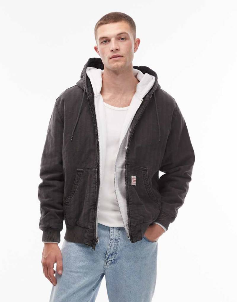 Levi's - Workwear Capsule - Potrero - Doppellagige Jacke in verwaschenem Schwarz mit Kapuze von Levi's