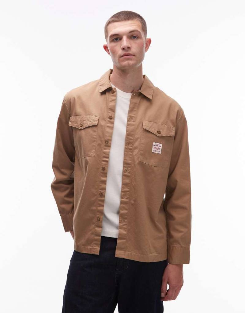 Levi's - Workwear Capsule - Worker-Hemd mit Logo-Etikett aus Twill in Hellbraun-Brown von Levi's