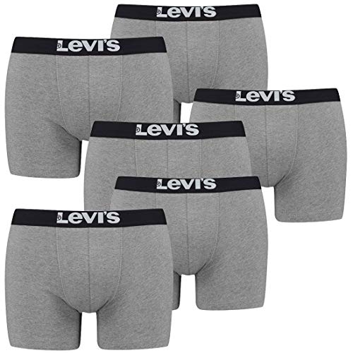 Levis Boxer Brief Boxershorts Men Herren Unterhose Pant Unterwäsche 6er Pack, Farbe:Middle Grey mélange, Bekleidungsgröße:L von Levi's