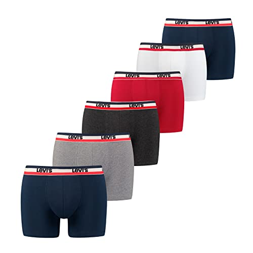 Levi's Herren Boxer, Blue/red/Grey, L (6er Pack) von Levi's