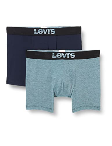 LEVIS Mens Optical Illusion Organic Cotton Boxer Brief Retroshorts, Blue Combo, Medium (2er Pack) von Levi's