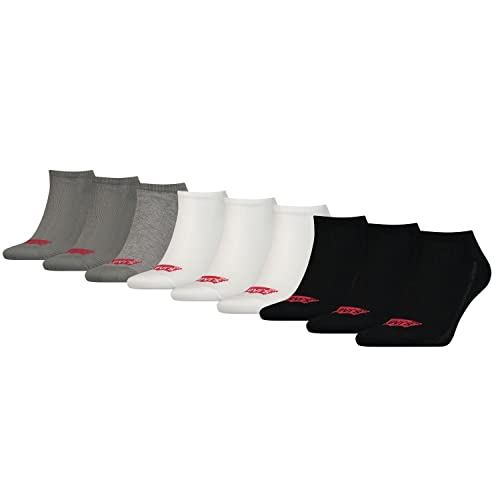 Levis Unisex Sneaker Sportsocken Low Cut Batwing Logo Ecom 9er Pack, Größe:43-46, Farbe:Jet Black/ White/ Grey Melange 003 von Levi's