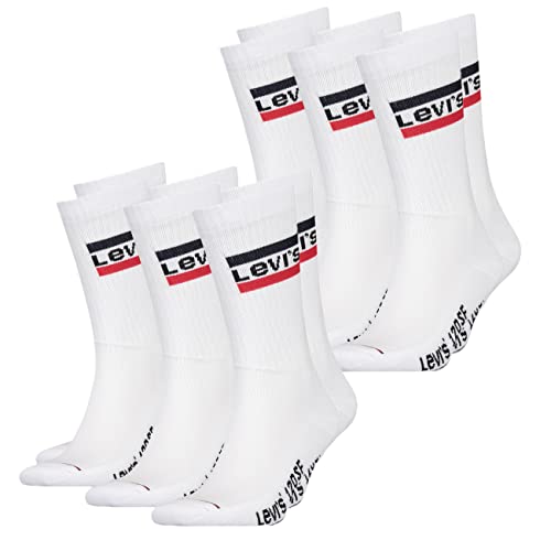 Levi's Unisex Socken Regular Cut 120SF SPRT LT 6er Pack 39-42 43-46 Weiß 80% Baumwolle, Größe:39-42, Farbe:White (004), 100002670 von Levis