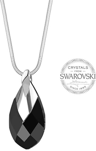 Levien Damen Halskette Pear Metcap Black Crystal Necklace sLE0081 Marke, Estándar, Metall, Kein Edelstein von Levien