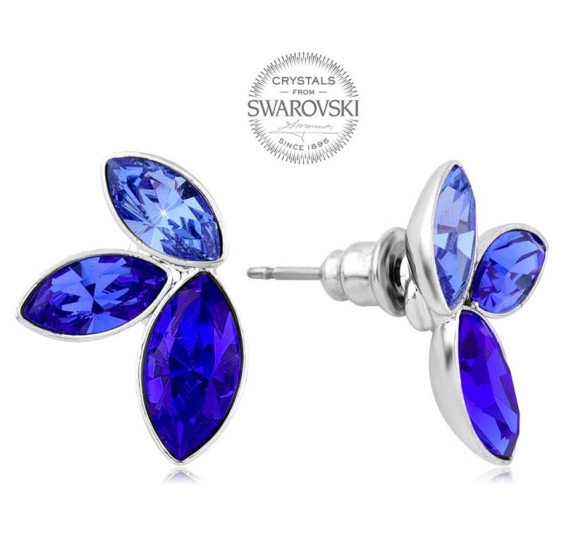 Levien Ohrring-Set Earrings with three blue Navette crystals von Levien
