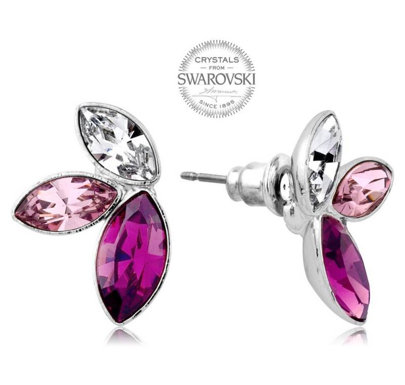 Levien Ohrring-Set Earrings with three crystals in purple Navette shades von Levien