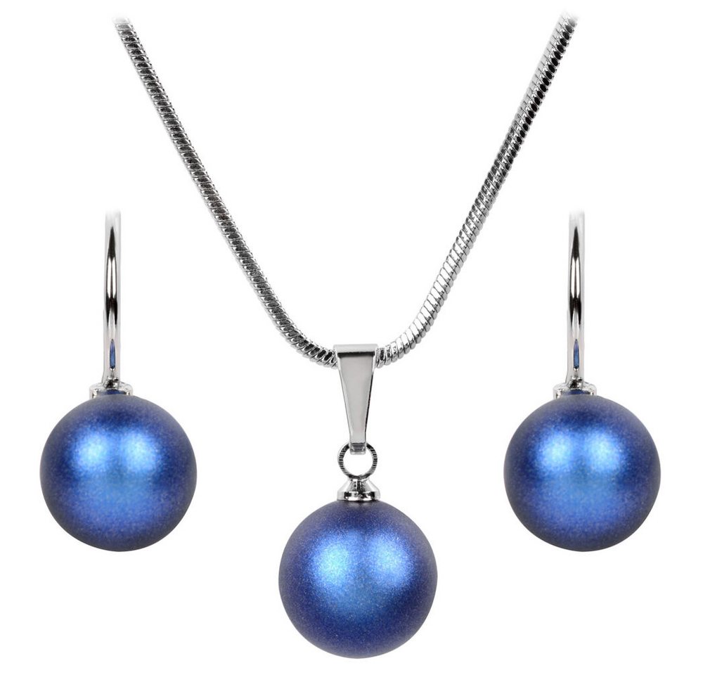 Levien Ohrring-Set Pearl Iridescent Dark Blue necklace and earrings set von Levien
