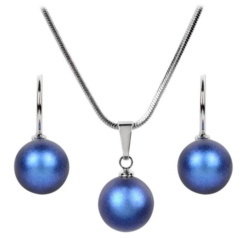 Levien Ohrring-Set Pearl Iridescent Dark Blue necklace and earrings set von Levien