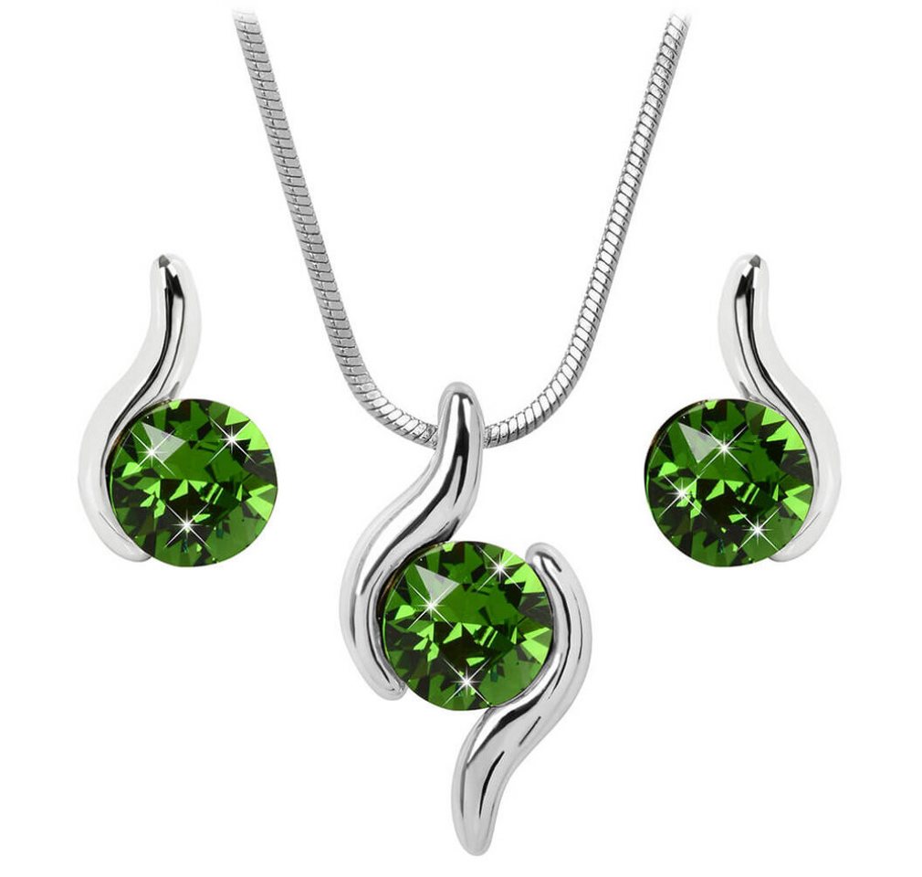 Levien Schmuckset Ein passendes Set von Chaton Wave Fern Green Halsketten und Ohrringen von Levien