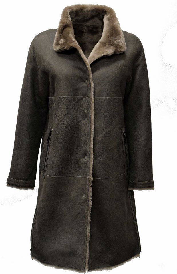Levinsky Furs Ledermantel Giorgiana Damen Wende-Fellmantel Lammfellmantel Antik Grau von Levinsky Furs