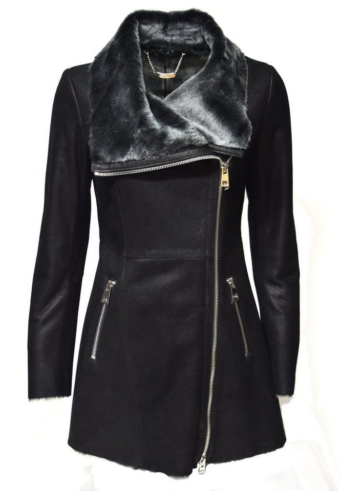 Levinsky Furs Ledermantel Ljefa Damen Lammfellmantel mit versetztem Reißverschluss von Levinsky Furs