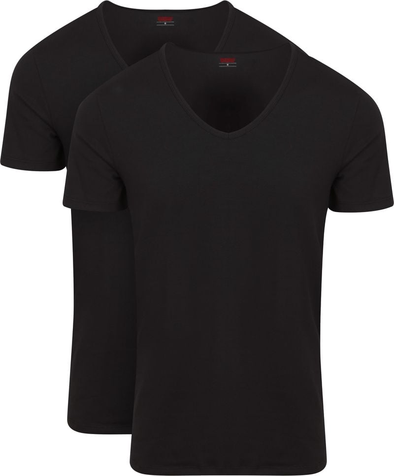 Levi's T-Shirt V-Ausschnit Schwarz 2-Pack - Größe L von Levis