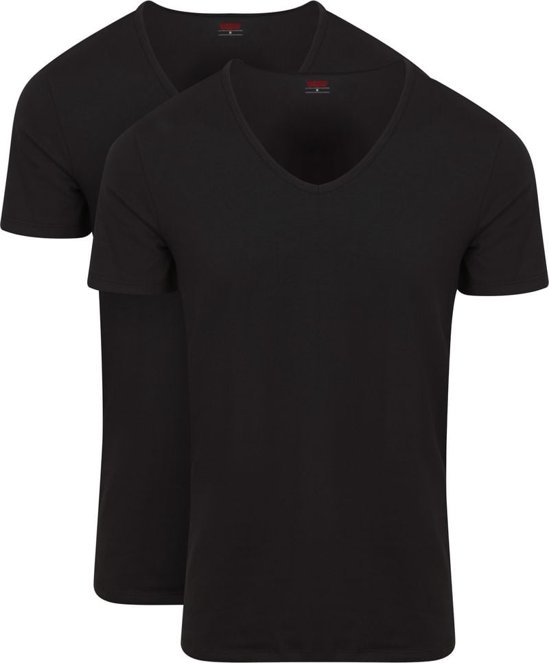 Levi's T-Shirt V-Ausschnit Schwarz 2-Pack - Größe M von Levis