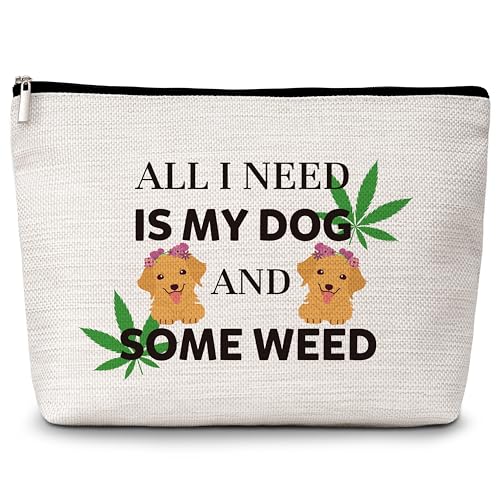 Kosmetiktasche für Frauen, "All I Need Is My Dog And Some Weed", Reise-Make-up-Tasche, kleine einzigartige Make-up-Tasche, Hundeliebhaber, Geschenke für Frauen, Geburtstagsgeschenk für Teenager, von Levitatinyear