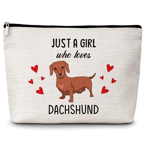 Kosmetiktasche für Hundeliebhaber, "Just A Girl Who Loves Dogs", Dackel, Make-up-Tasche, Geschenke für Hundeliebhaber, Haustierbesitzer, Geburtstags-, Weihnachtsgeschenke für Mädchen, Frauen, Freunde, von Levitatinyear