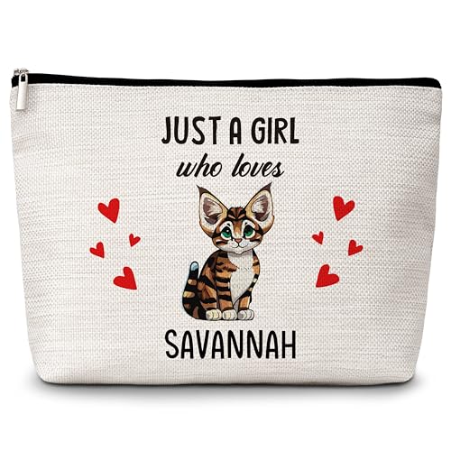 Kosmetiktasche für Katzenliebhaber, "Just A Girl Who Loves Cats", Savannah-Make-up-Tasche, Geschenke für Katzenliebhaber, Haustierbesitzer, Geburtstags-, Weihnachtsgeschenke für Mädchen, Frauen, von Levitatinyear