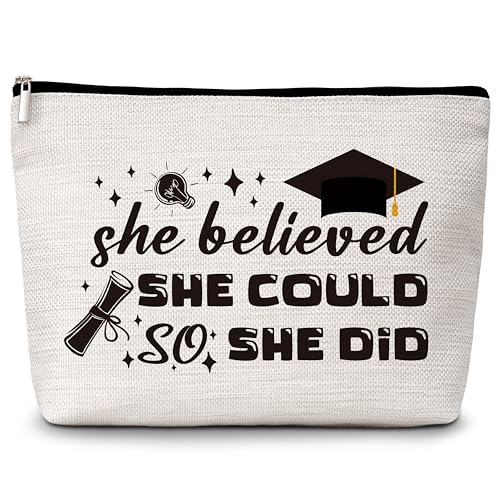 Kosmetiktasche zum Schulabschluss, "She Believed She Could So She Did", Reise-Make-up-Tasche, inspirierende Geschenke für Frauen, Ermutigungsgeschenke für Tochter, Nichte, Schwestern, Besties, von Levitatinyear