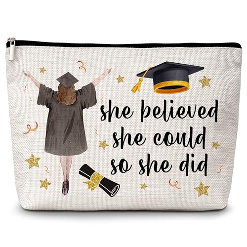 Levitatinyear Make-up-Tasche zum Schulabschluss, "She Believed She Could So She Did", inspirierende Make-up-Tasche, Geschenke für Frauen, Freunde, Mädchen, Ermutigung, Abschlussgeschenke für sie, 53, von Levitatinyear