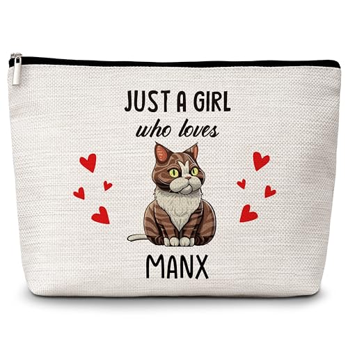 Manx Make-up-Tasche für Katzenliebhaber, Geschenk für Katzenliebhaber, Haustierbesitzer, Geburtstags- und Weihnachtsgeschenke für Mädchen, Frauen, Freunde, 77, Weiss/opulenter Garten von Levitatinyear