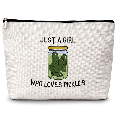 Pickle Kosmetiktasche, Just A Girl Who Loves Pickles Reise-Make-up-Tasche, Pickle-Geschenke für Gurkenliebhaber, kleine, einzigartige Make-up-Tasche, Geburtstagsgeschenk für Teenager, Mädchen, Frauen, von Levitatinyear