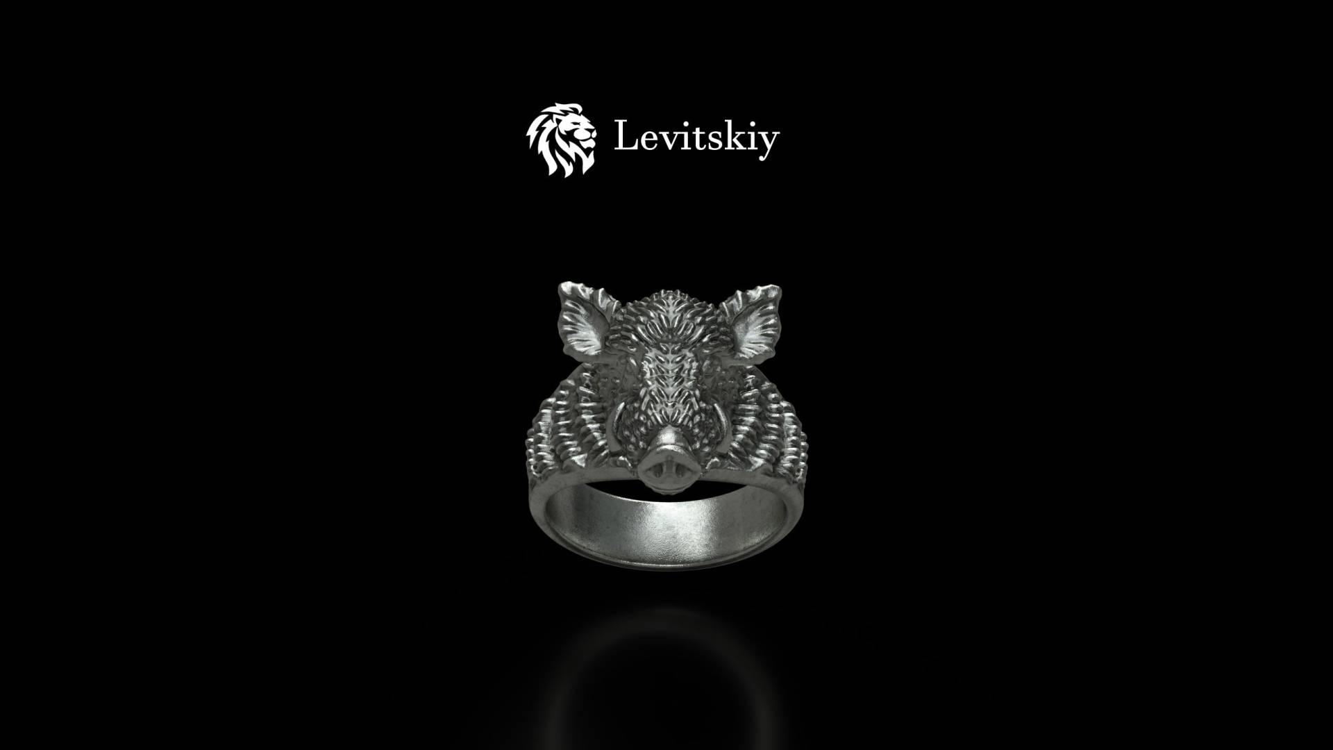 Boar Handgemachter Silber Ring, 3D Kopf Schmuck, Sterling Herren Geschenk, Tier Erinnerungsgeschenk von LevitskyJewerly