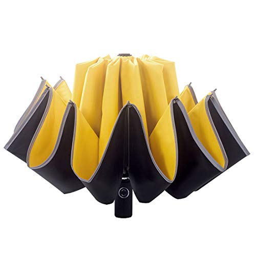 Levoberg Regenschirm Taschenschirm Windproof Sturmfest（bis 140 km/h） Umgekehrter Regenschirm Sturmfest mit Auf-Zu-Automatik 210T Umbrella Wasserabweisend Klein Leicht Kompakt 10 Ribs von Levoberg