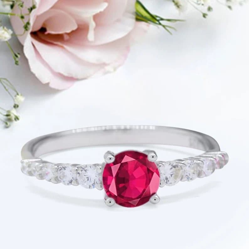Art Deco Braut Verlobungsring Frauen Silber Ehering Simulierter Jahrestag Versprechen Ring Neues Design von LevxJewelry