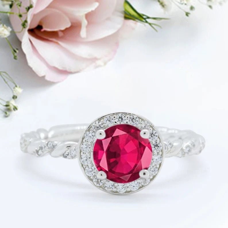 Halo Twisted Verlobungsring Frauen Silber Ehering Simulierter Jahrestag Versprechen Ring Neues Design von LevxJewelry