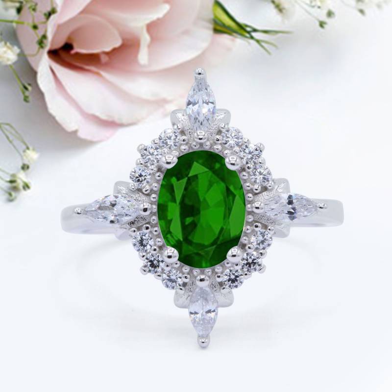 Vintage Ehering Oval Simulierter Hochzeitsring Verlobungsring Neues Design von LevxJewelry