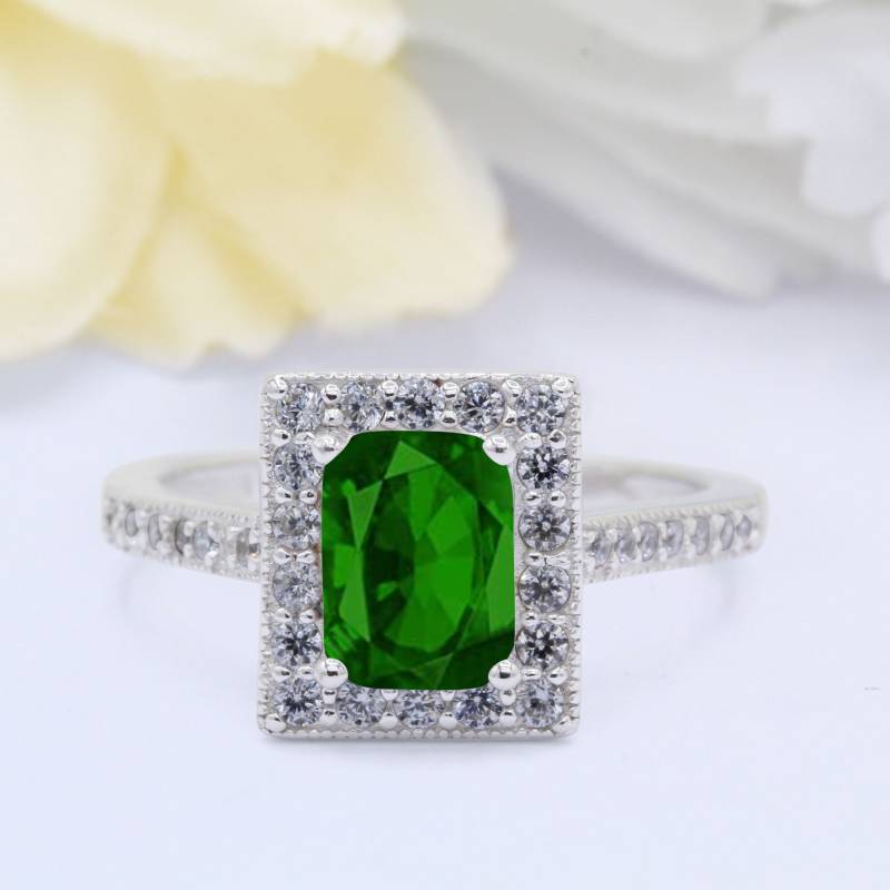 Vintage Stil Hochzeit Brautring 925 Sterling Silber Simuliert Smaragd Jubiläum Versprechen Ring Neues Design von LevxJewelry
