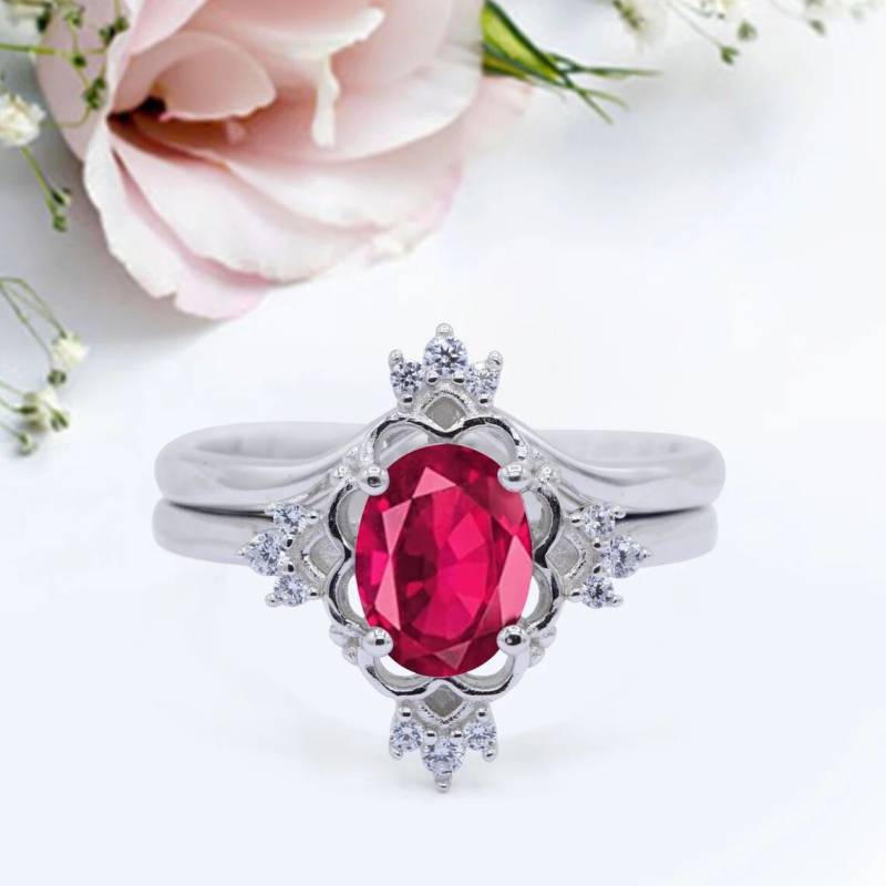 Zwei Stück Art Deco Verlobungsring Simulierter Jahrestag Versprechen Ring Neues Design von LevxJewelry