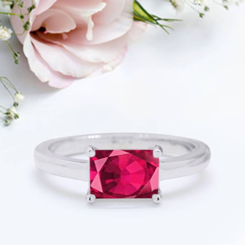 strahlend Geschnittener Solitär Verlobungsring Simulierter Rubin Jahrestag Versprechensring Neues Design von LevxJewelry