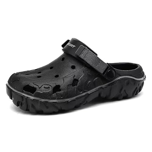 Lewhosy Herren Clogs Athletische Sport Outdoor Sandalen Wasser Strand Schuhe Hausschuhe Sandalen Leicht Bequem Atmungsaktiv mit verstellbarem Rückengurt Schwarz-47 von Lewhosy