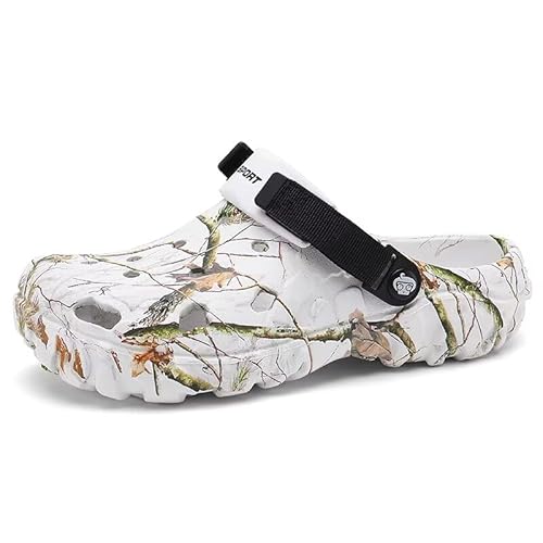 Lewhosy Herren Clogs Gartenschuhe Badeschuhe Pantoletten Hausschuhe Freizeit Weiß-40 von Lewhosy