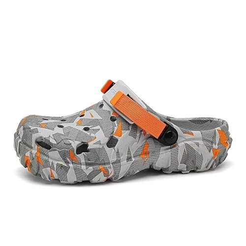 Lewhosy Herren Clogs Gartenschuhe Sommer Hausschuhe Atmungsaktiv Sandalen Pantoletten orange-42 von Lewhosy