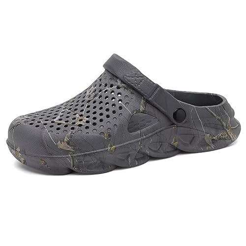 Lewhosy Herren Clogs Gartenschuhe Sommer Hausschuhe Pantoletten Atmungsaktiv Sandalen Dunkelgrau-43 von Lewhosy