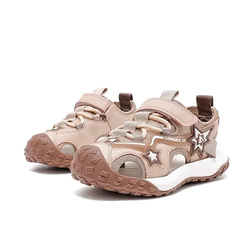 Lewhosy Jungen Mädchen Sandalen Kinder Geschlossene Sandalen Trekking Wandern Outdoor Atmungsaktiv Sommerschuhe Zehe Sandalen EU28-39 (8006-braun-34) von Lewhosy