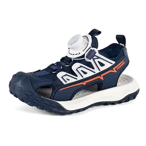 Lewhosy Jungen Mädchen Sandalen Kinder Geschlossene Sandalen Trekking Wandern Outdoor Atmungsaktiv Sommerschuhe Zehe Sandalen EU28-39 (F601-dunkelblau-29) von Lewhosy