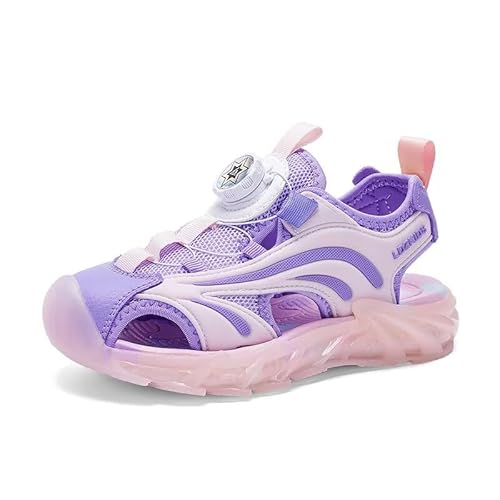 Lewhosy Jungen Mädchen Sandalen Kinder Geschlossene Sandalen Trekking Wandern Outdoor Atmungsaktiv Sommerschuhe Zehe Sandalen EU28-39 (L2318-rosa-30) von Lewhosy