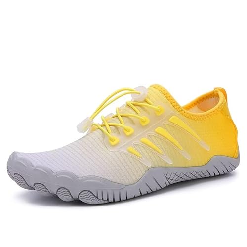 Lewhosy Unisex Barfußschuhe Herren Damen Wasserchuhe Schnell Trocknend Badeschuhe Aquaschuhe Strandschuhe Fitnessschuhe(A806-Gelb-37) von Lewhosy