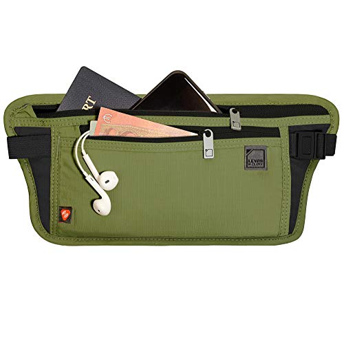 Lewis N. Clark Unisex-Erwachsene blockierender versteckter Diebstahlschutz RFID Shield Geldgürtel Reisetasche + Kreditkarte, Ausweis, Reisepass Halter für Damen & Herren, olivgrün von Lewis N. Clark