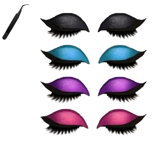 Lazy Eye Shadow Wimpernpflaster, 2-in-1 Wiederverwendbare Augen-Make-up-Aufkleber, Natürlicher 3D-Aufkleber-Lidschatten Mit Falschen Wimpern Und Schatten, Einfach in Einem Aufzutragen(4pairs-mix-1) von LexTex
