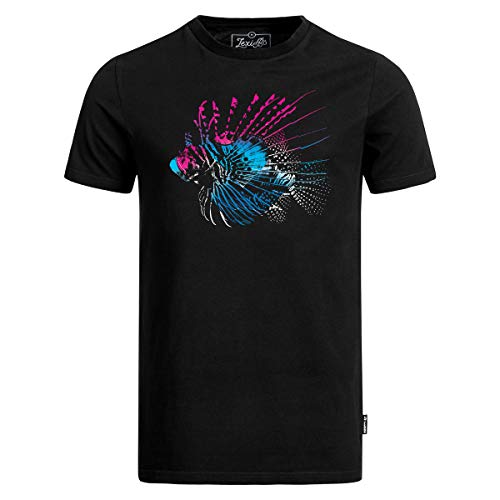 Lexi&Bö Herren T-Shirt Lionfish in schwarz für Taucher mit Buntem Feuerfisch Print aus hochwertiger Bio-Baumwolle von Lexi&Bö